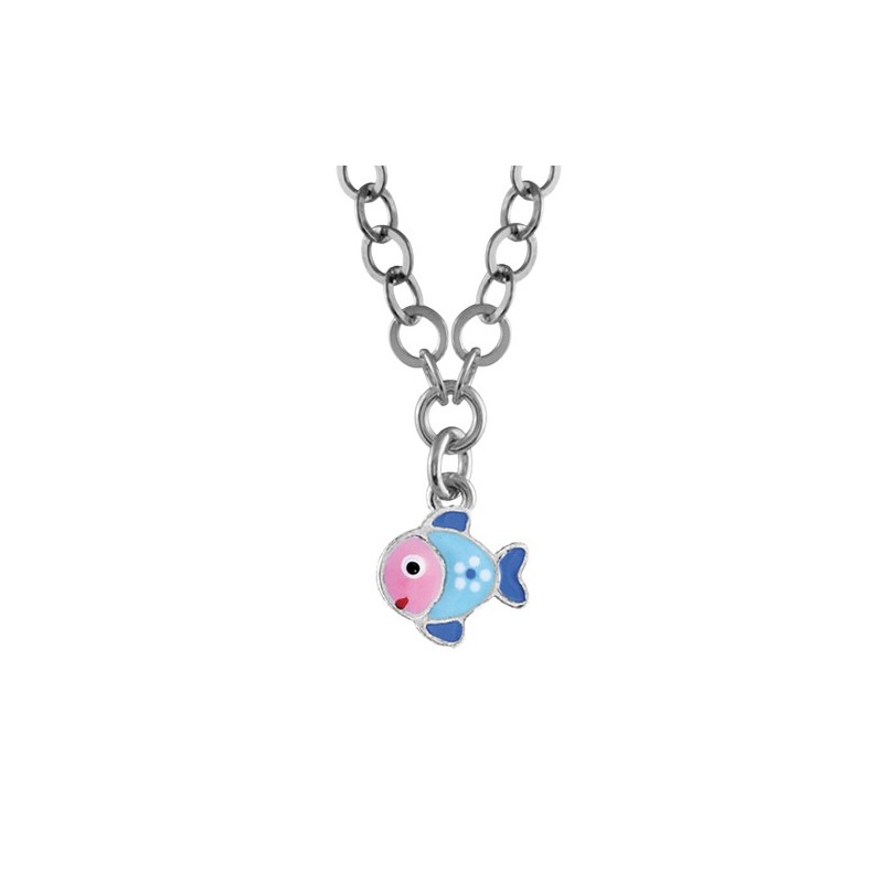 COLLIER ARGENT RHODIE ENFANT POISSON ROS