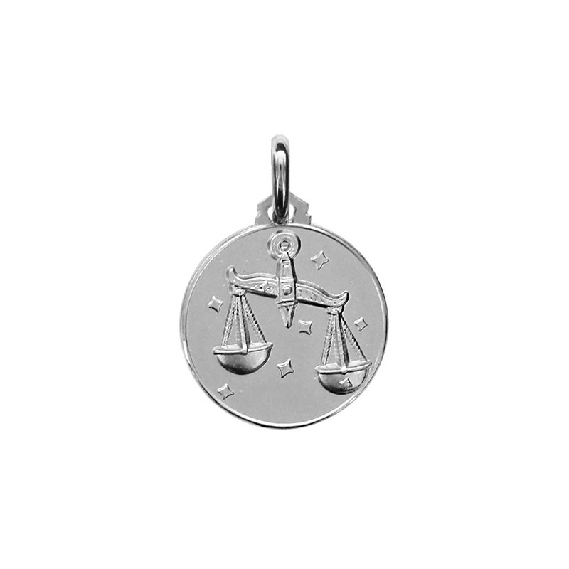 MEDAILLE ARGENT RHODIE ZODIAQUE BALANCE