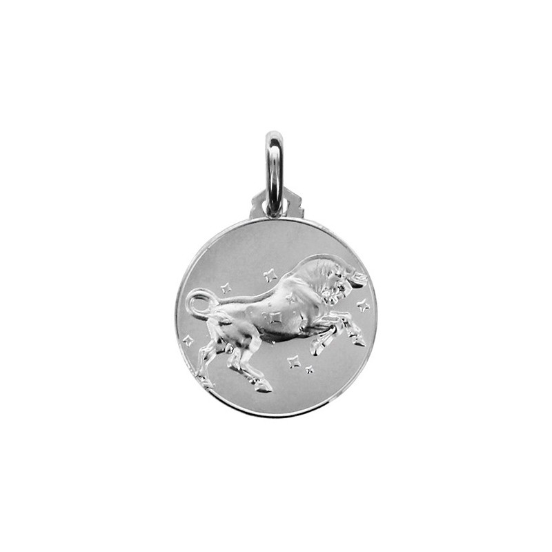 MEDAILLE ARGENT RHODIE ZODIAQUE TAUREAU