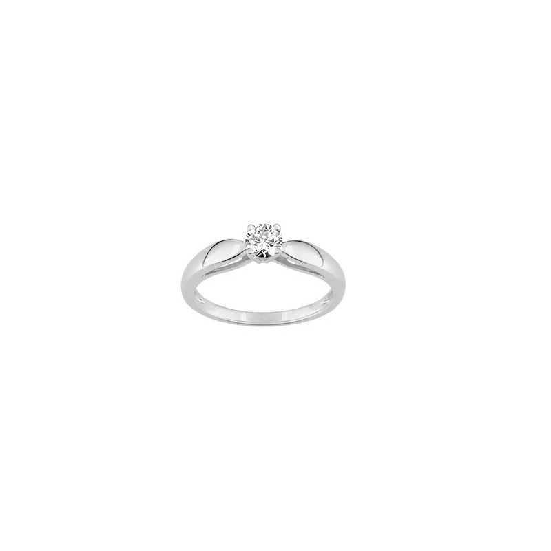 Solitaire argent rhodié 4 mm