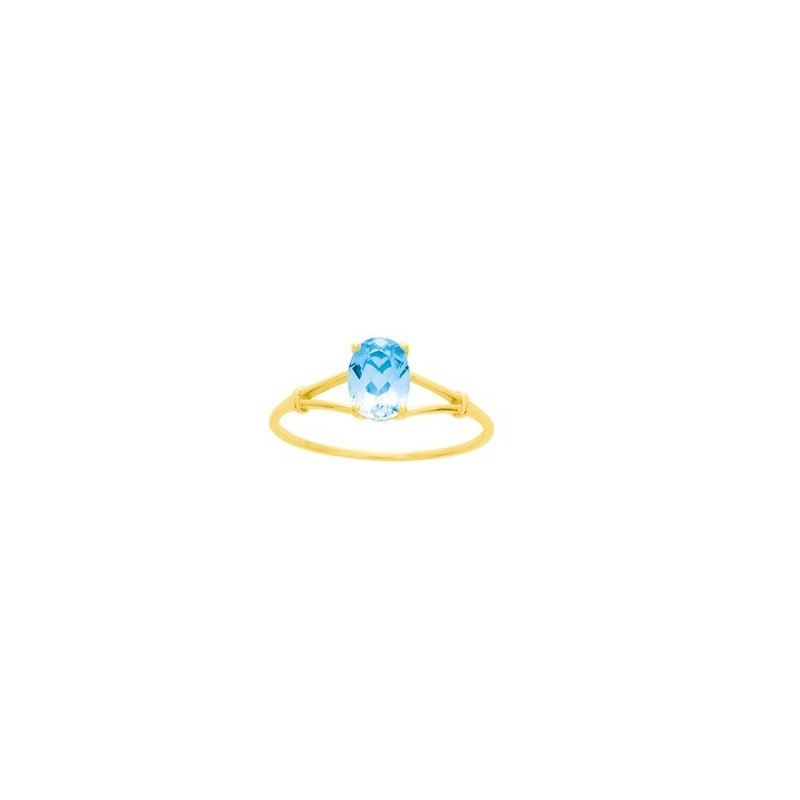 Bague or 375 topaze bleue