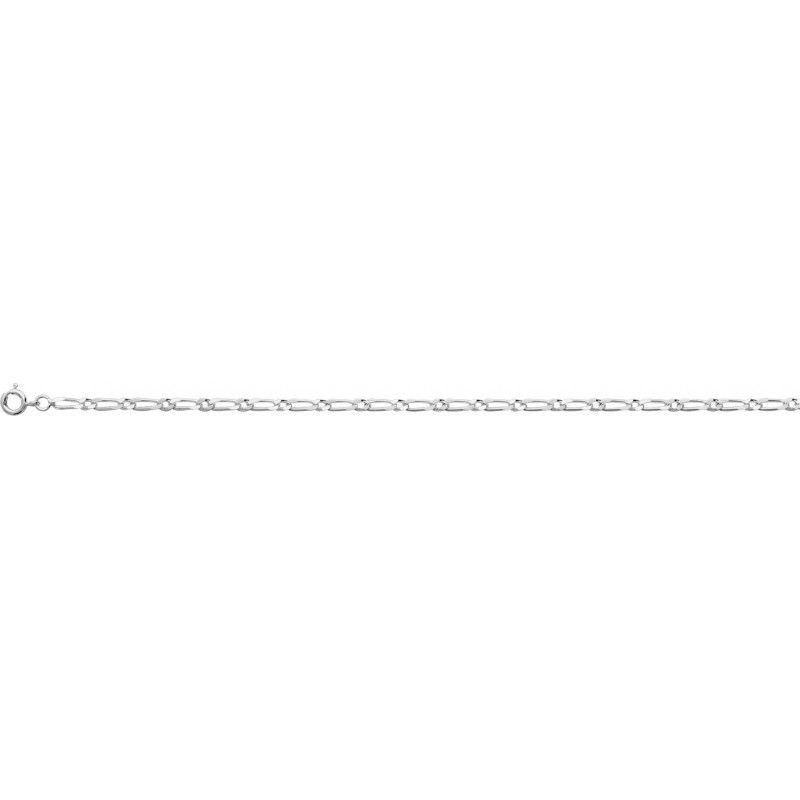 Chaine figaro 1+1 argent rhodié