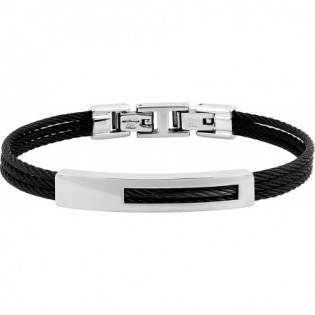 Bracelet rigide bicolore noir acier