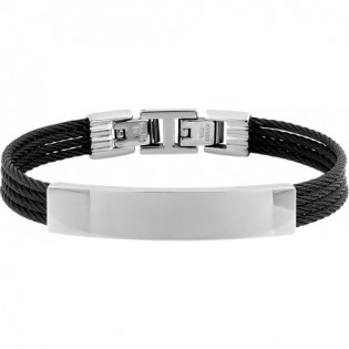 Bracelet rigide bicolore noir acier