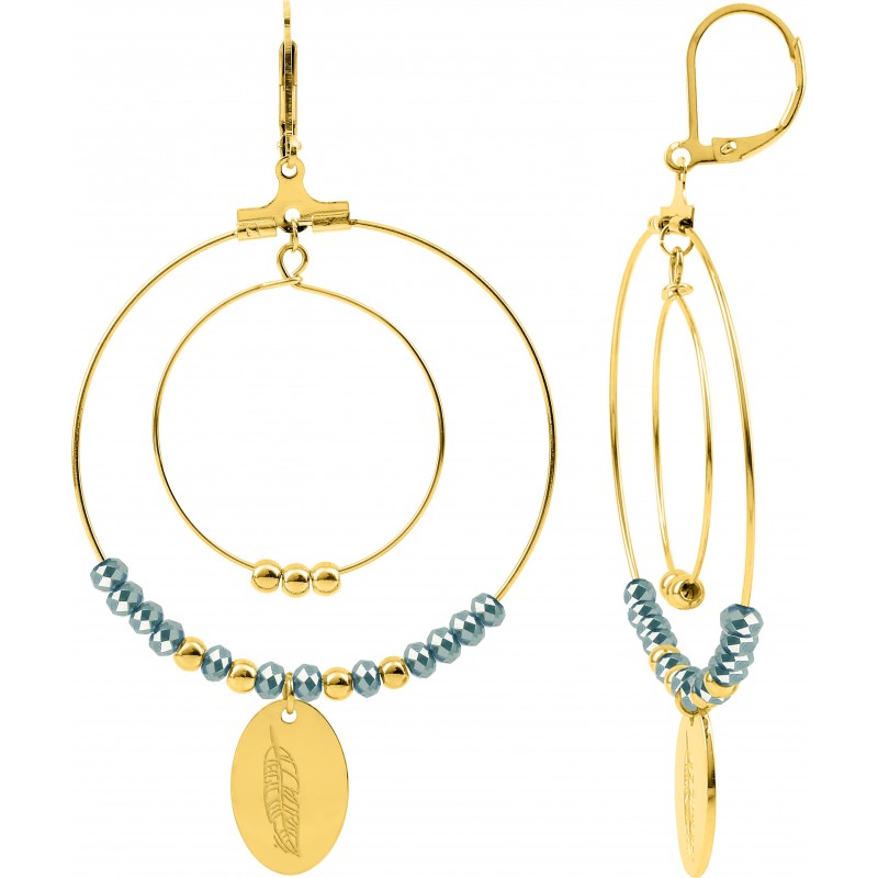 Boucles d'oreilles fantaisie acier doré