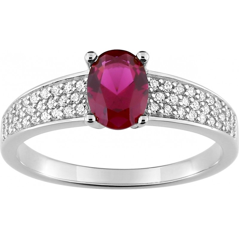 Bague argent + oz rouge