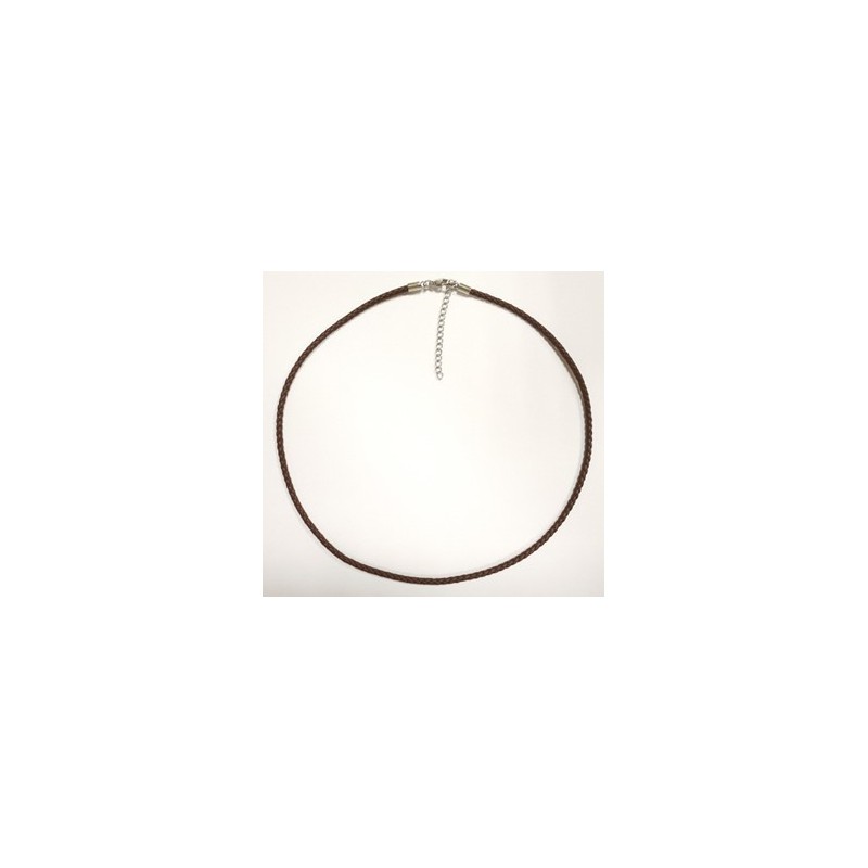 Collier acier/synthétique marron