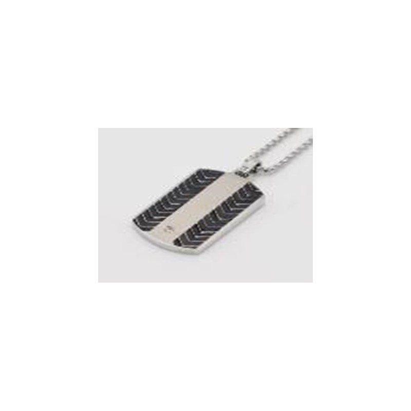 Collier acier/noir + cristal