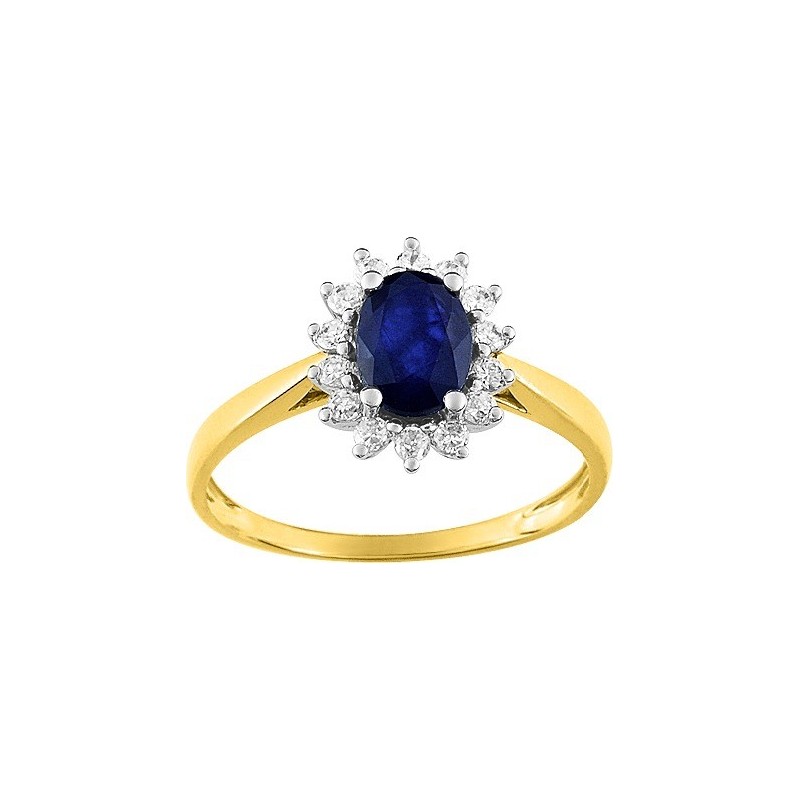 Bague or 375 saphir & oz
