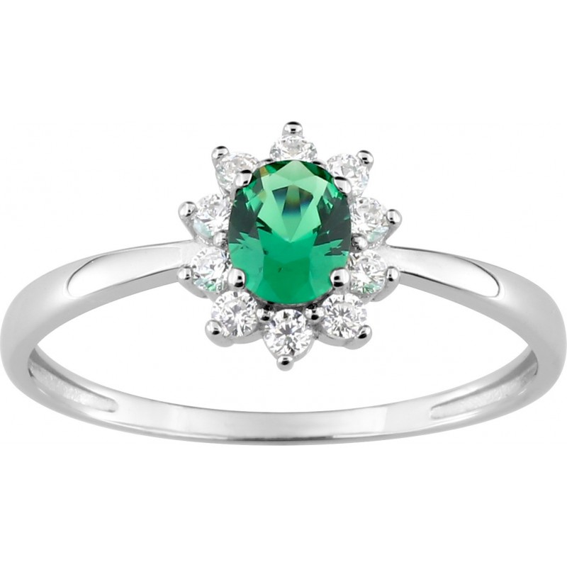 Bague argent rhodié oz vert