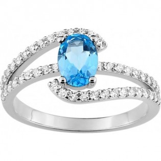 Bague argent rhodié + sy oz