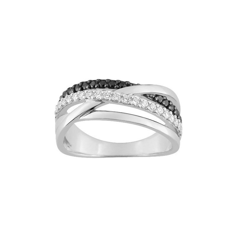 Bague argent rhodié + oz