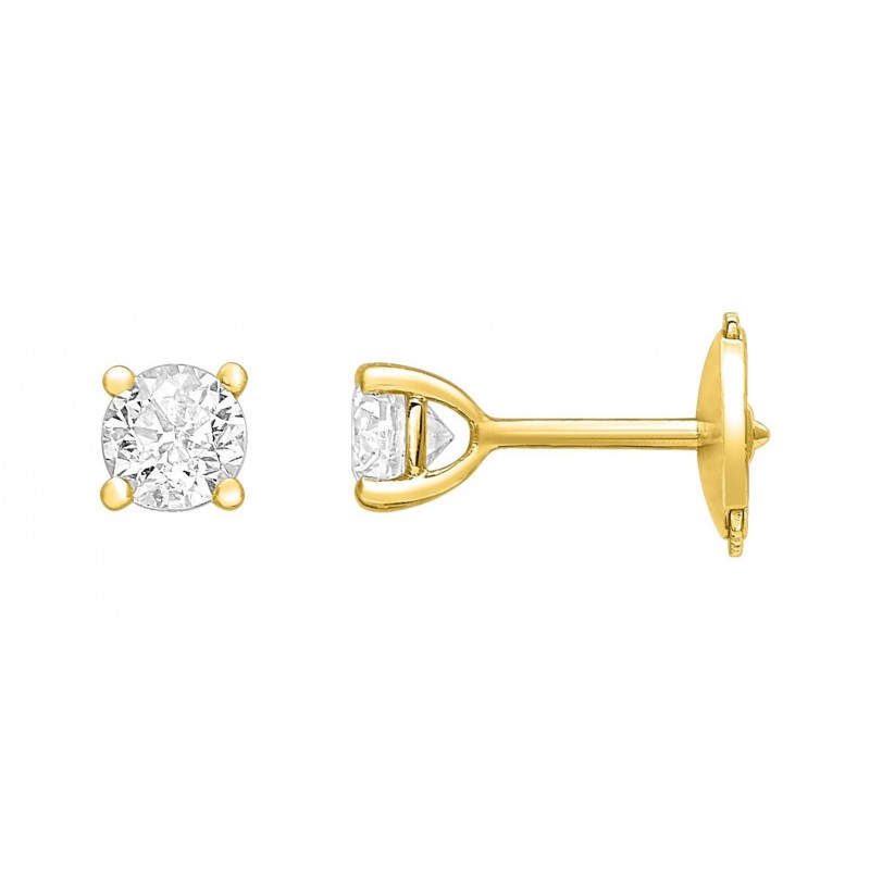 Boucles d'oreilles or 750 + diamant synt.