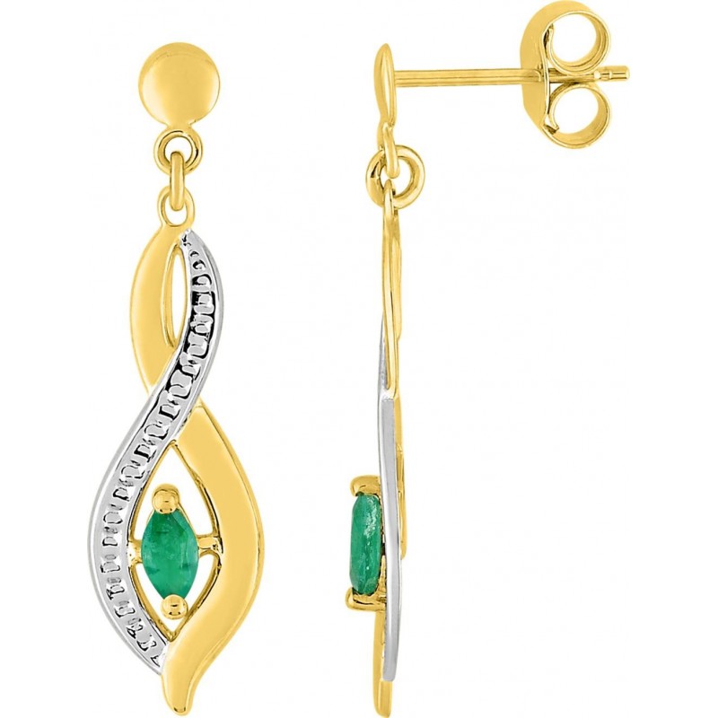 Boucles d'oreilles or 375 + émeraude