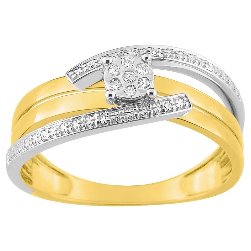 Bague or 375 diamants