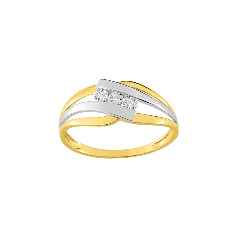 Bague or 375 diamant