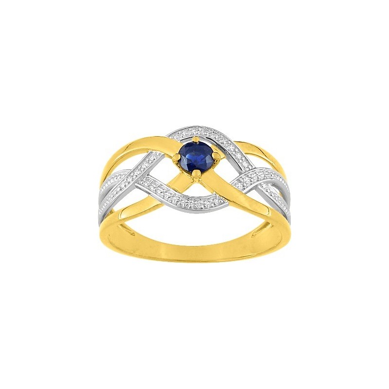 BAGUE SAPHIR BICOLORE OR375