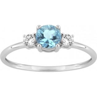 Bague or gris 375 + topaze