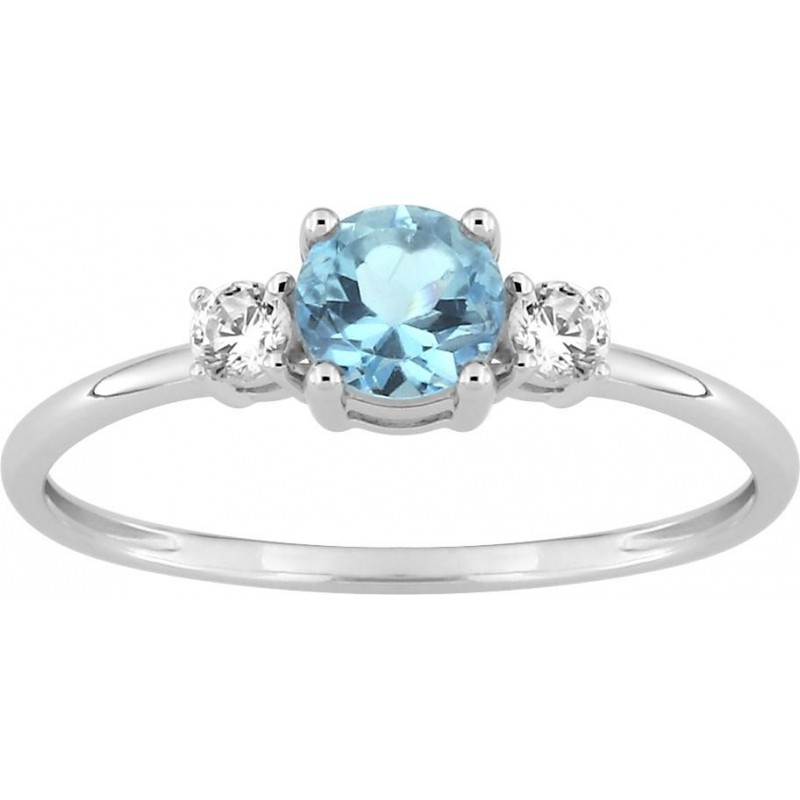 Bague or gris 375 + topaze