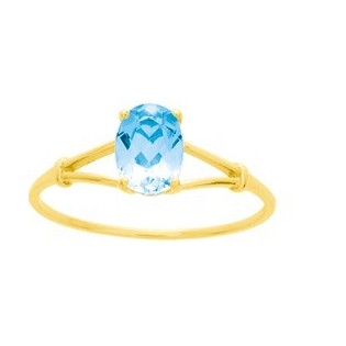 Bague or 375 topaze bleue