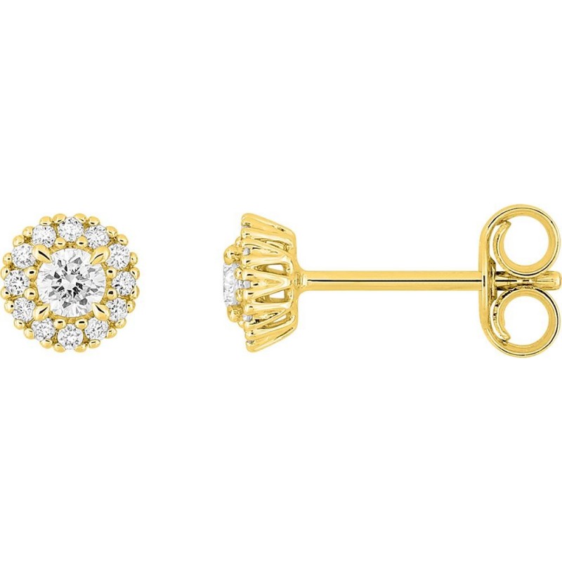 Boucles d'oreilles or + diamant synt.