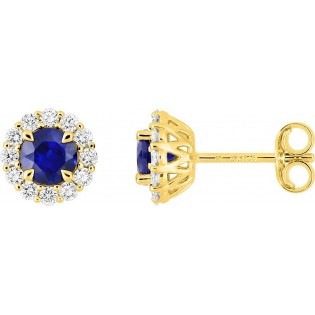 Boucles d'oreilles or + saphir synt.