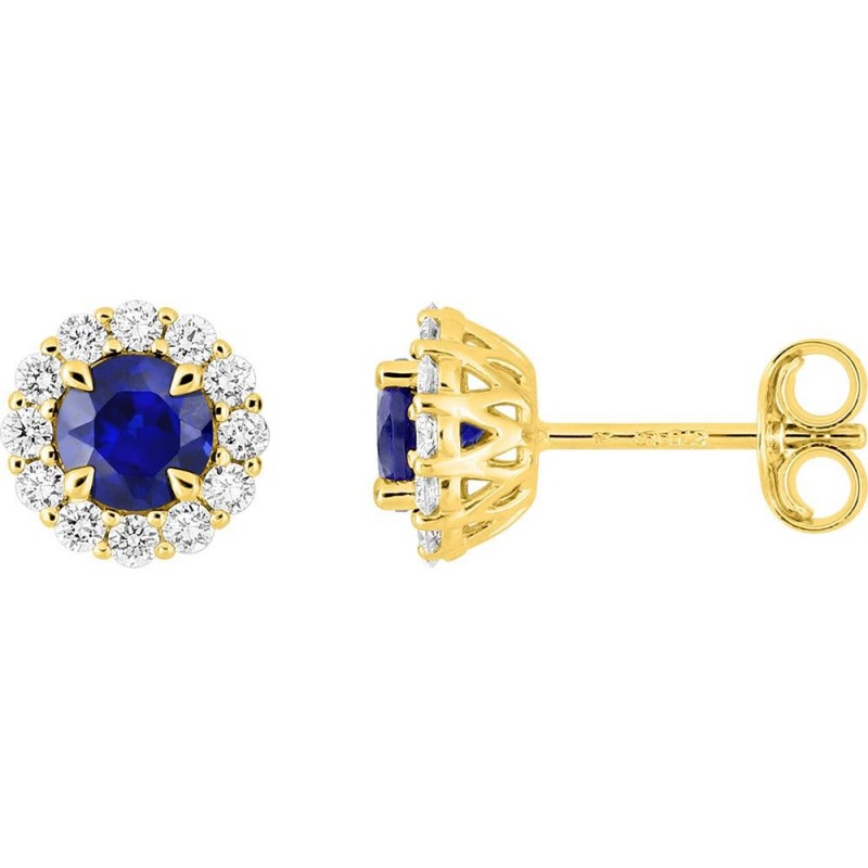 Boucles d'oreilles or + saphir synt.